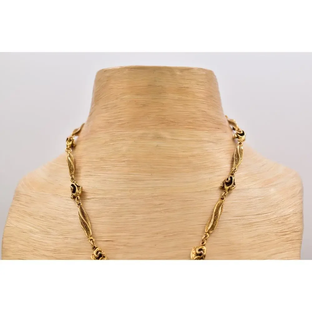 Vintage Fall Autumn Pinecone Statement Necklace Chunky Antiqued Gold Heavy BinBE